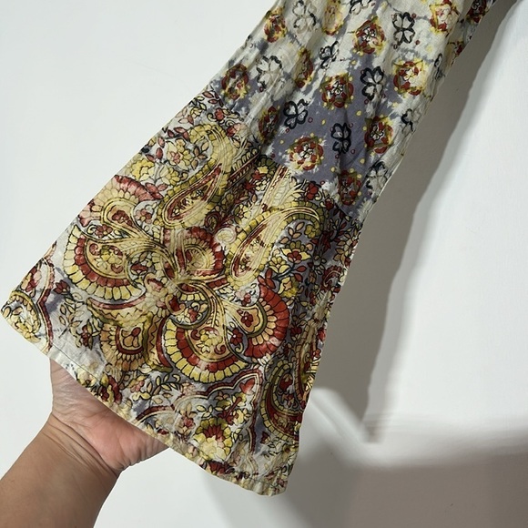 KC CHAUDRY COTTON HAND DYED BOHEMIAN JEWEL PAISLEY PRINT MINI DRESS SMALL Sample - Picture 5 of 9